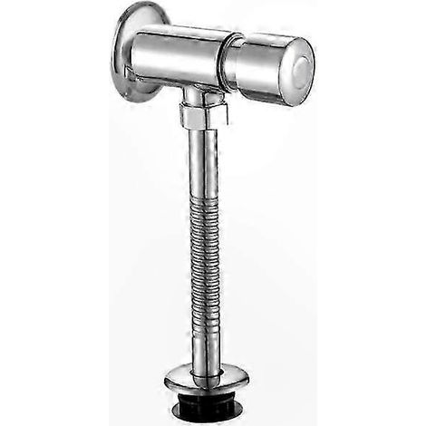 Bouton poussoir urinal mural chromé avec robinet de chasse à fermeture automatique et temporisation manuelle (1/5)