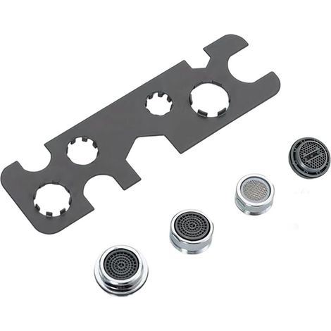 Petit kit de retrait d'aérateur de robinet comprenant 4 outils de retrait de débit d'eau de rechange pour outils de démontage en acier de cuisine (1/5)