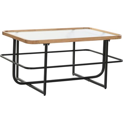 Table Café Métal Verre 90X60X46 Noir (1/4)