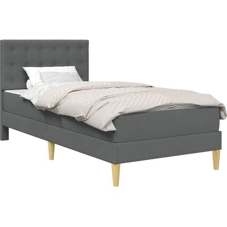 vidaXL Cadre de lit avec matelas Gris foncé 80 x 200 cm tissu