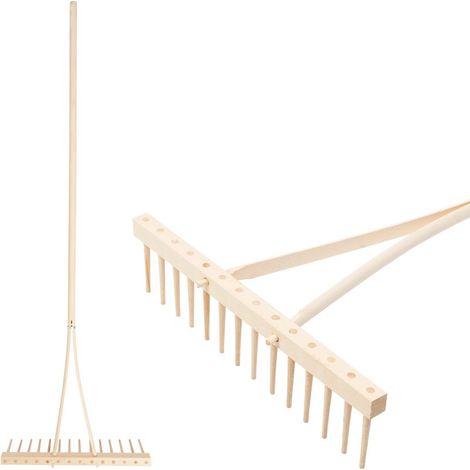 Rechen Holz 14 Zähne, für Heu, für Laub, Holzstiel