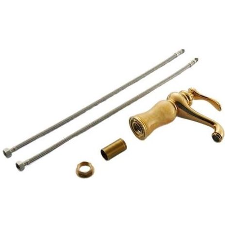 Mitigeur de Lavabo Style Européen et Américain en Or Rose – Monotrou Eau Chaude et Froide avec Décoration en Pierre, Pour Vasque et Lavabo Sous Plan (1/4)