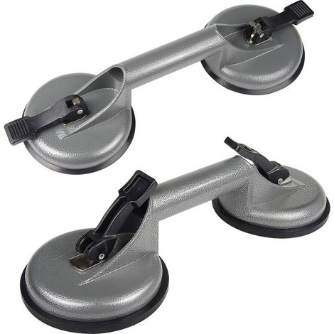 2 Pcs Ventouses 100KG Ventouses sous Vide avec Ventouses Doubles Gris pour Carrelage, Verre, Bois (1/3)