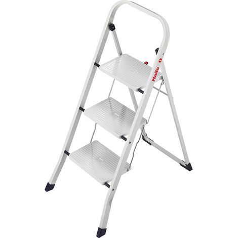 Hailo – Marche pied 3 marches pliant en acier – Hauteur de travail max 2m70 – Embouts antidérapants pour stabilité – Confort de travail optimal (1/6)
