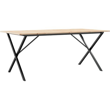 Table de salle à manger design industriel 180 x 90 x 75 cm bois de pin massif et acier DEC036806