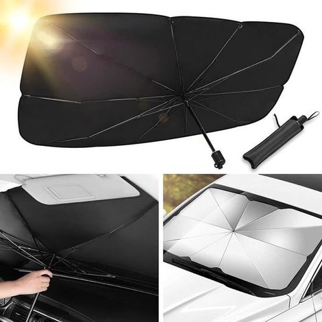 Pare-soleil parapluie voiture – 125x65 cm – Protection UV et isolant – Universel, compact (1/3)