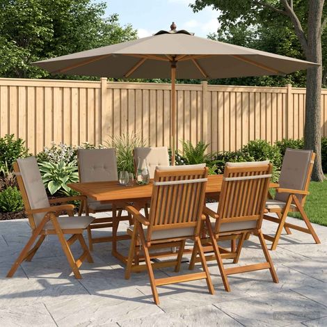 vidaXL Conjunto de comedor de jardín de 7 piezas Natural (1/5)