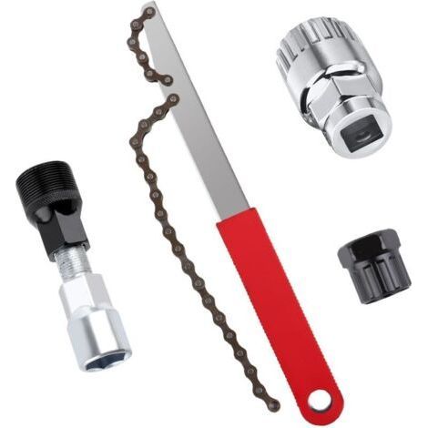 Bicycle Cassette Remover Tools Kit, Bike Chain Whip with Sprocket Puller, Bicycle Crank Puller and Bottom Bracket Remover, Screw-in Sprocket Puller Kit (1/5)