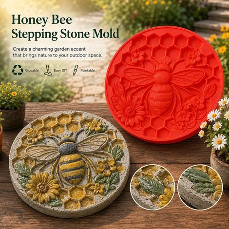 Moule pratique et mignon pour dalles de jardin en forme de tournesol - Abeille -