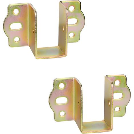 Supports Fixation Central pour Rail de Lit Suspension de Solive en Bois Largeur 25 mm Metal Connecteurs Raccord pour Cadre de Lit Chromé Jaune 2 pièces (1/5)