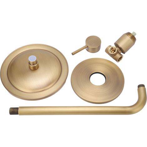 Duschsystem, luxuriöser Messing-Wasserfallduschkopf, Retro-Stil, Warm- und Kaltwassermischung, Hochdruck-Duscharmatur mit Wassereinlassventil (1/5)
