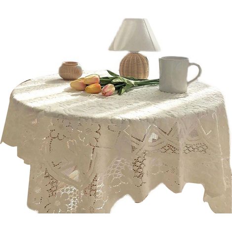 Una tovaglia vintage semplice, romantica e morbida, impreziosita da un bordo in pizzo e da una lavorazione squisita, ideale per il tè, i picnic e le cene, 60 x 60 cm / 23,6 x 23,6 pollici (1/5)