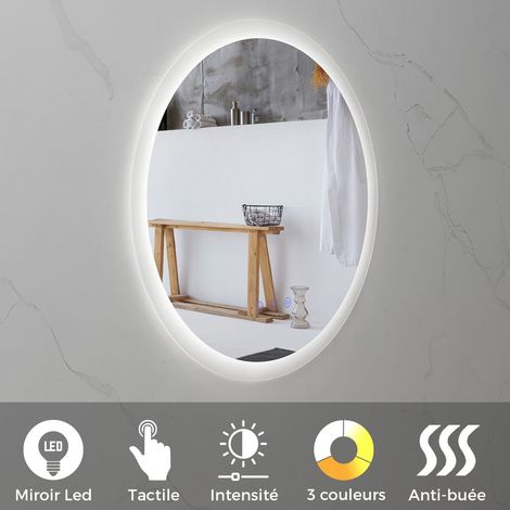 RADIUS Miroir LED rond salle de bain Ø 60 cm, anti-buée + éclairage et intensité réglables (1/5)