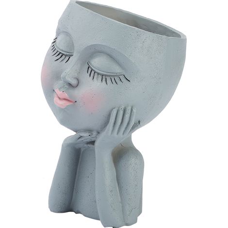 Support vase visage en résine pour fleurs, pot décoratif joue reposante, mannequin buste jardin, 1 pièce (1/5)