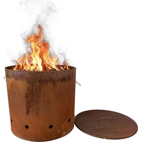 Braciere in acciaio Corten con coperchio - Design alto
