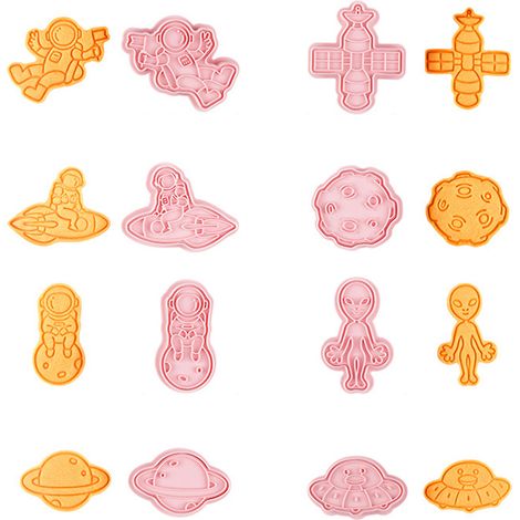 Lot de 3 emporte-pièces astronautes en plastique, moules à biscuits 3D, tampons presse-biscuits, découpoirs à fondant (1/5)
