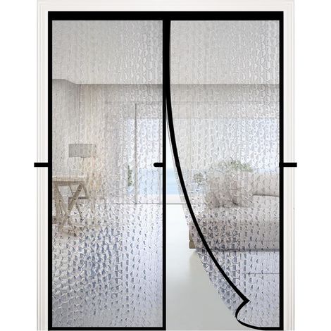 Rideau de porte magnétique à isolation thermique, revêtement de porte imperméable en EVA, convient aux portes mesurant jusqu'à 86,4 x 198,1 cm, rideau de porte isolé, séparateur de porte (1/5)