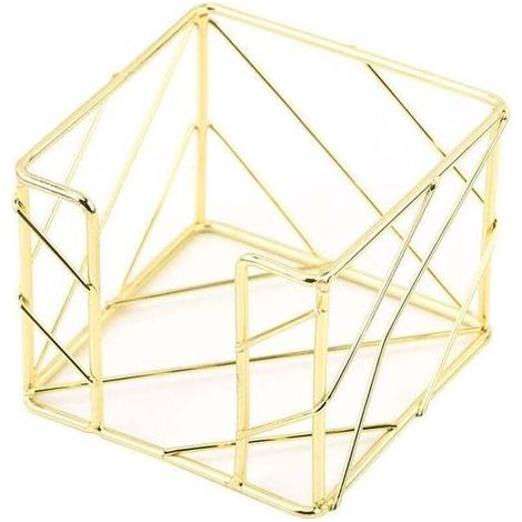 pair Organiseur de notes adhésives - Étagère de rangement - Étagère de rangement en métal - Boîte à notes ajourée créative - Accessoires de rangement de bureau - Porte-Post-it - Doré (1/4)