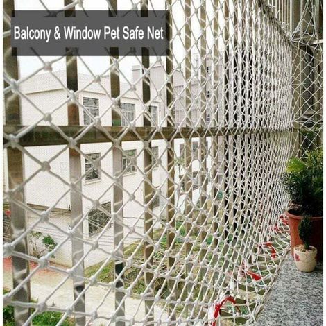 3Mx2M Filet de Protection Balcon Escalier Terrasse Pour Chats Enfants Sécurité Maille 5CM Avec 100pcs Serre Cable Plastique (1/4)