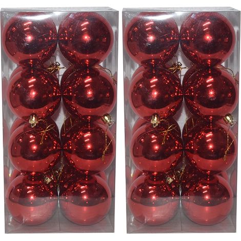 Palline per albero di natale decorazioni addobbi natalizi in rosse 32 sfere ornamenti ghirlande per di casa negozio ufficio d 7 (1/4)