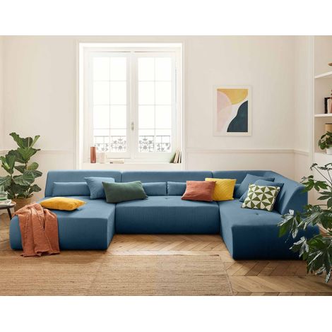 Onyx - 7-sitzer wohnlandschaft rechts - cord - blau