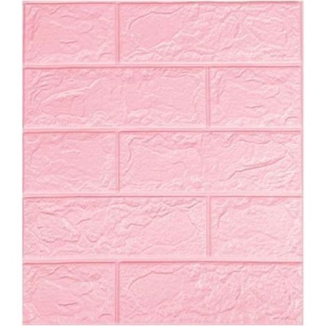 Papier Peint 3D Briques - Auto-Adhésif Imperméable en Mousse XPE - Décoration Murale Rose - 10 Pièces (1/4)