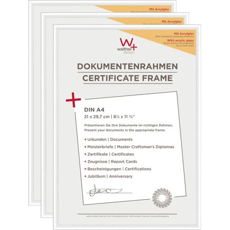 walther design bianca 21 x 29,7 cm (DIN A4) con vetro artistico confezione da 3, cornice in plastica New Lifestyle KVX130W3 (1/3)