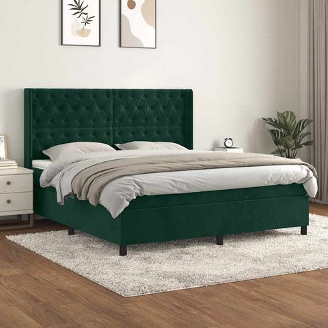 Sommier à lattes de lit et matelas Vert foncé 180x200cm Velours (1/5)