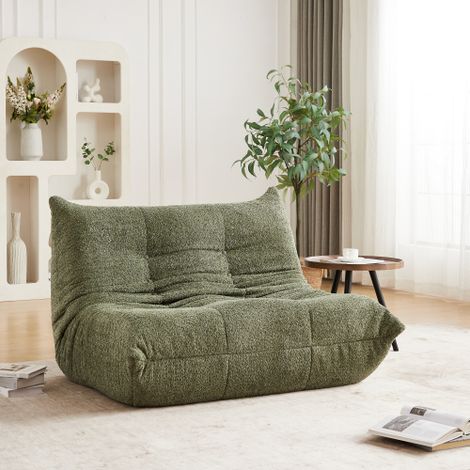 Zweisitzer-Sitzsack aus Chenille, armloses Design mit Memory-Schaum, bequemer Bodenstuhl für Wohnzimmer, Schlafzimmer, Gaming-Bereich und Büro, Grün