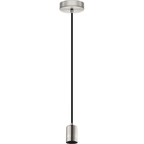 YORTH - SOSPENSIONE H200CM X DIAM.10CM 1X60W E27 ACCIAIO. NICKEL OPACO. CAVO NERO. IP20 (1/5)