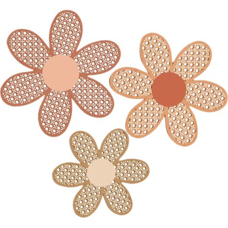 Décoration Murale Fleurs Délicates Murale en Bois Style Bohème 3pcs Légères et Résistantes pour Élégante Décoration Intérieure