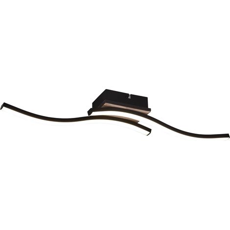ROUTE PLAFONIERA LED  10W 1000lm, 3000K 2 BACCHETTE ONDULATE ANTRACITE CON EFFETTO LEGNO L. 56CM (1/4)
