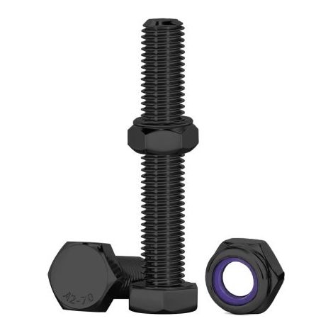 10 Pcs NoirBoulons Et écrous M8,Boulons à Six Pans Avec écrous Assortiment M8 X 50mm Acier Inoxydable A2 V2A Vis Inox Et écrous Pour Meubles,Voitures,Vélos,Bateaux,Impression 3D (1/5)