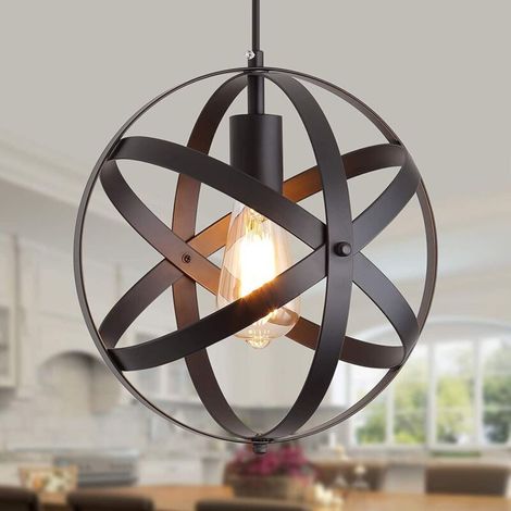 Vintage-Pendelleuchte, industrielle schwarze Käfig-Deckenleuchte, E27-Metallschirm-Deckenleuchte für Restaurant, Bar, Speisesaal [Energieklasse E]