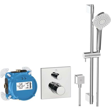 Ideal Standard CeraTherm - Conjunto de ducha con termostato empotrado, con cuerpo, 3 chorros, cromo A7599AA (1/4)