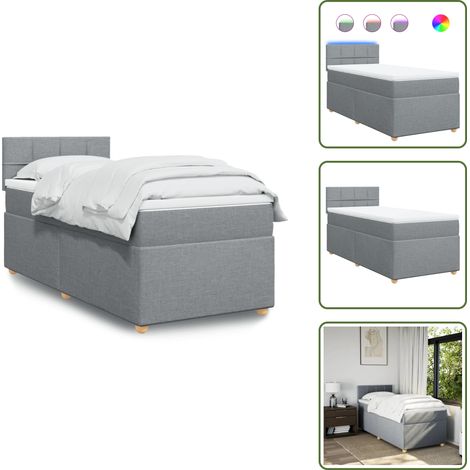 Boxspringbett mit Matratze Hellgrau 90x200 cm Stoff - Boxspringbett - Boxspringbetten - Bett - Bettgestell (1/5)