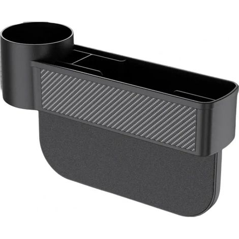 Boîte de rangement latérale pour console de voiture (noire), grande capacité, universelle et facile à installer, pour combler l'espace entre les sièges, accessoire auto. (1/5)