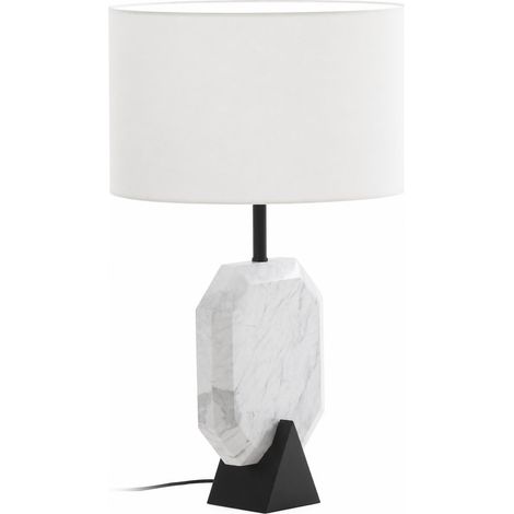 Lampe de table en marbre blanc et métal noir - blanc et noir mat (1/4)