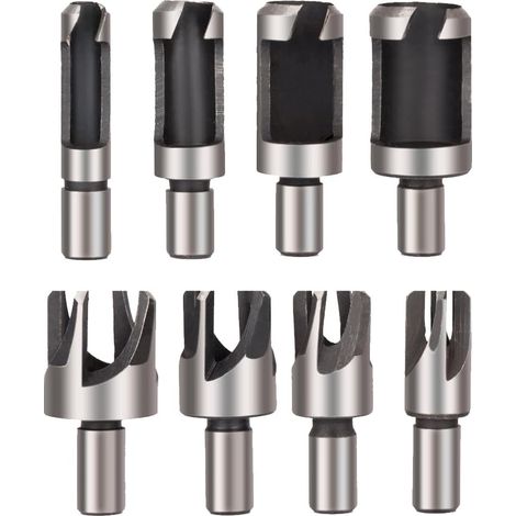 Lntyq 8 Pièces Fraise Bois Cheville Bois à Bouchonner Bois Mèche à Bouchon Bois Foret à Faire Cheville Outil de Coupe pour Faire Une Bois Bouchon Cheville Tourillon Goujon Tenon Dowel