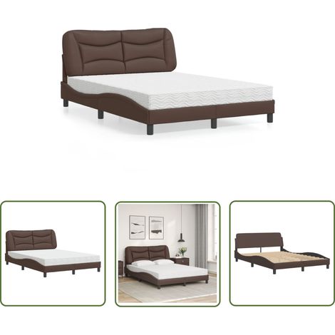 The Living Store Bett mit Matratze Braun 120x200 cm Kunstleder - Bettsofa - Schlafzimmermöbel - Boxspringbetten - Doppelbett - Gästebett (1/5)