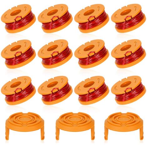 Bobine de rechange pour tondeuse à gazon WORX WA0010/WA6531, compatible avec Worx WA0010, capuchon d'alimentation pour cordon de désherbage automatique, cordon de tondeuse à gazon sans fil, lot de 12 (1/5)