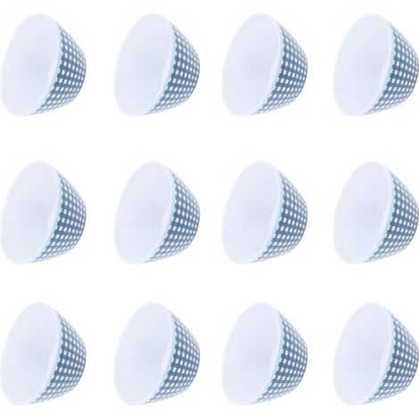 Lot de 12 saladiers de 15 cm (6 pouces) en porcelaine imitation, motif quadrillé bleu foncé. (1/5)