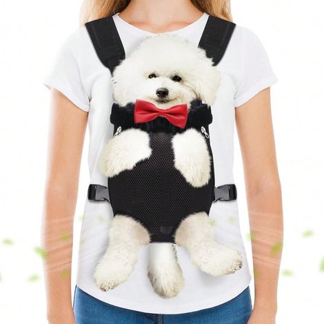 Haustier-Tragerucksack, freihändig verstellbare Hundetrage für vorne, Beine raus & einfach anzupassender Hunde-Rucksack für Wanderungen (mittelgroß)
