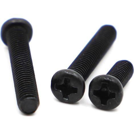 50 vis à métaux tête plate cruciforme en acier au carbone noir, longueur 3-12 mm, M1.2, M1.4, M1.6,