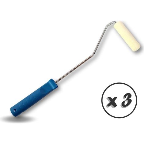 Rouleau peinture patte de lapin Rayé jaune polyamide ou laqueur velours Largeur manchon 100 mm - Quantité x 3 - Rouleau velours laqueur