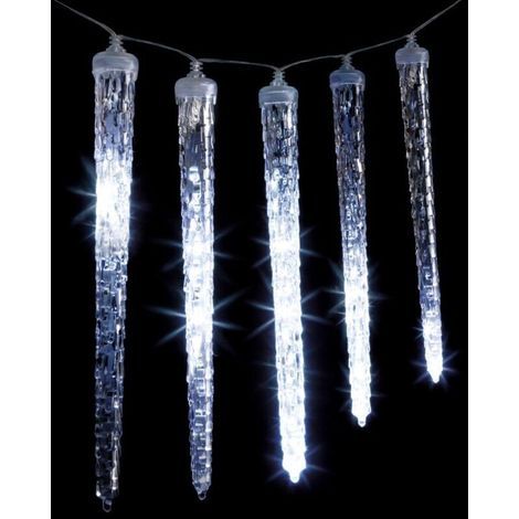 Rideau lumineux à 81 LED, effet stalactites (10 stalactites et gouttes), 3,6 m, pour extérieur, blanc froid – Feeric Lights & Christmas (1/2)