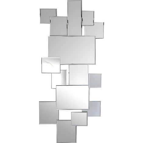 Specchio a muro destrutturato 120x2x53 cm Inox e MDF Argentato - AROL