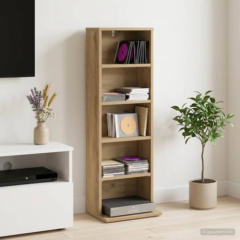 vidaXL CD Cabinet Artisan Oak 33 x 23.5 x 97.5 cm Engineered Wood (1/5)