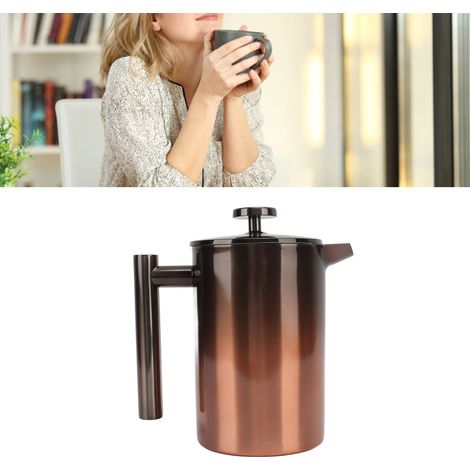 Cafetière à piston en acier inoxydable 304 avec filtre, théière double compartiment, 800 ml (1/5)