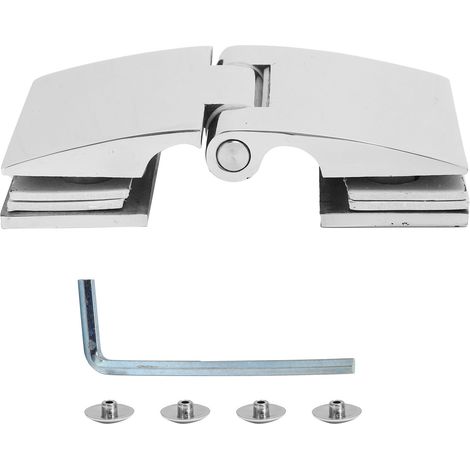 Charnière Incurvée Double Face Charnière de Salle de Bain Acier Inoxydable pour 8‑12mm Porte en Verre Meubles (1/4)